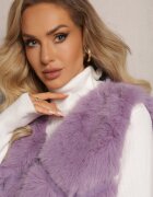 k-th Vestă de blană violet cu inserții din piele ecologică Lewja