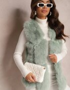 k-th Vestă Mentă De blană cu Inserții din Piele ecologică Lewja