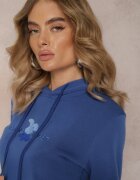 kamaella Bluza albastră căptușită cu glugă decorată cu o aplicație și un imprimeu Eirellia
