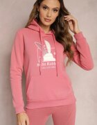 kamaella Bluză Roză cu Glugă și Imprimeu Decorativ Kliorre