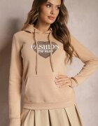kamaella Bluză tip hanorac Bej căptușită cu fleece cu imprimeu decorativ Elili