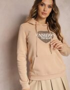 kamaella Bluză tip hanorac Bej căptușită cu fleece cu imprimeu decorativ Elili