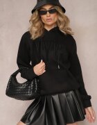 kamaella Bluză tricotată neagră călduroasă cu imprimeu Invta