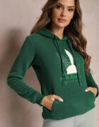 kamaella Bluză Verde cu Glugă și Imprimeu Decorativ Kliorre
