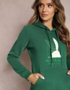 kamaella Bluză Verde cu Glugă și Imprimeu Decorativ Kliorre