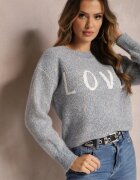 kamaella Pulover bleumarin cu inscripție decorativă finisat cu borduri elastice Minisoji