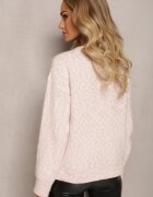 kamaella Pulover Roz cu Text Decorativ Finisat cu Borduri Elastice Minisoji
