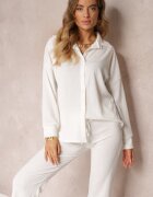 Komplet 2 piese Alb cu Cămașă și Pantaloni Decorat cu Imprimeu Delicat Jaila