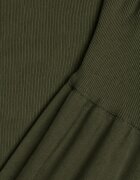  Komplet tricotat Verde cu Vâscoză Pantaloni cu croială largă Bluză cu guler înalt Norathira