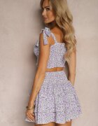  Komplet Violet Top cu bretele Fustă cu volan și elastic în talie Tesada
