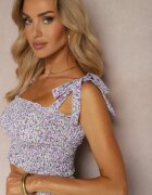  Komplet Violet Top cu bretele Fustă cu volan și elastic în talie Tesada