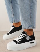 lady glory Adidași Negri cu platformă cu inscripție decorativă și inimă Laviere