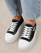lady glory Adidași Negri cu platformă cu inscripție decorativă și inimă Laviere
