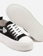 lady glory Adidași Negri cu platformă cu inscripție decorativă și inimă Laviere