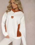 las garras Bluză Albă din Bumbac cu Aplicație Decorativă cu Ursuleț și Glugă din Fleece Hecatia