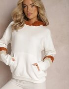 las garras Bluză Albă din bumbac cu glugă și inserții din fleece Qilin