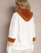 las garras Bluză Albă din bumbac cu glugă și inserții din fleece Qilin