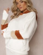 las garras Bluză Albă din bumbac cu glugă și inserții din fleece Qilin