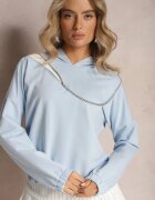 las garras Bluză Asimetrică Albastră din Bumbac cu Glugă și Fermoar Decorativ Lueur