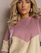 las garras Bluză cu glugă din bumbac roz închis cu bordură reiată și fleece Eurynia