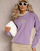 las garras Bluză mov deschis din Bumbac cu Aplicație Decorativă cu Ursuleț și Glugă din Fleece Hecatia