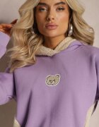 las garras Bluză mov deschis din Bumbac cu Aplicație Decorativă cu Ursuleț și Glugă din Fleece Hecatia