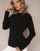 las garras Bluză Neagră de Bumbac cu Legătură Decorativă Fanarita