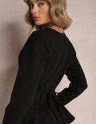 las garras Bluză Neagră de Bumbac cu Legătură Decorativă Fanarita