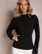 las garras Bluză Neagră de Bumbac cu Legătură Decorativă Fanarita