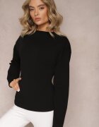 las garras Bluză Neagră de Bumbac cu Legătură Decorativă Fanarita