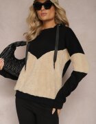 las garras Bluză Neagră Din Bumbac Cu Glugă Cu Manșete Elastice și Fleece Eurynia