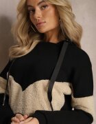 las garras Bluză Neagră Din Bumbac Cu Glugă Cu Manșete Elastice și Fleece Eurynia