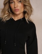 las garras Bluză Neagră Tricotată cu croială tip corset cu glugă Kindra