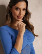las garras Bluză Scurtă Albastră cu Dantelă la Bază Camiah