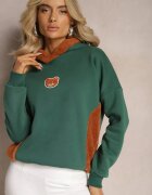 las garras Bluza Verde din Bumbac cu Aplicație Decorativă cu Ursuleț și Glugă din Fleece Hecatia