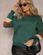 las garras Hanorac din Bumbac și Inserții din Fleece Verde Qilin
