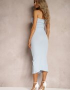 las garras Rochie Albastră Mulată Bandeau din Bumbac cu Decupaj Decorativ în Talie Vikisaema