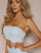 las garras Rochie Albastră Mulată Bandeau din Bumbac cu Decupaj Decorativ în Talie Vikisaema