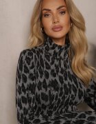 lefon Maletă Gri închis Leopard din Viscoză cu croială scurtă Lioka