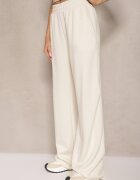 lefon Pantaloni Bej deschis cu croială largă High Waist cu elastic în talie Belobira