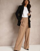 lefon Pantaloni Bej închis din Vâscoză cu croială largă cu imitație de buzunare Zinnithria