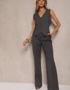 lefon Pantaloni eleganti evazați cu Viscoză talie înaltă Gelobina gri închis