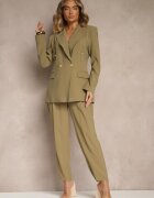 lefon Pantaloni Eleganți Modal de Costum Verzi High Waist Mavilisse