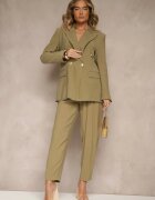 lefon Pantaloni Eleganți Modal de Costum Verzi High Waist Mavilisse