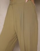 lefon Pantaloni Eleganți Modal de Costum Verzi High Waist Mavilisse