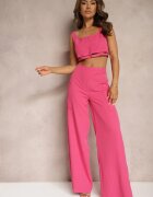 lefon Pantaloni Fucsia cu picioare largi cu talie înaltă Nestajoan