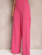 lefon Pantaloni Fucsia cu picioare largi cu talie înaltă Nestajoan