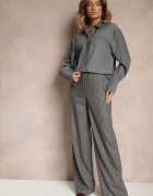 lefon Pantaloni Gri din Viscoză Stil Costum cu Buzunare și cu șnur Seviara