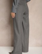 lefon Pantaloni Gri din Viscoză Stil Costum cu Buzunare și cu șnur Seviara