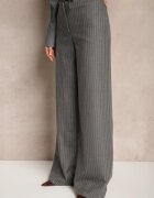 lefon Pantaloni Gri din Viscoză Stil Costum cu Buzunare și cu șnur Seviara